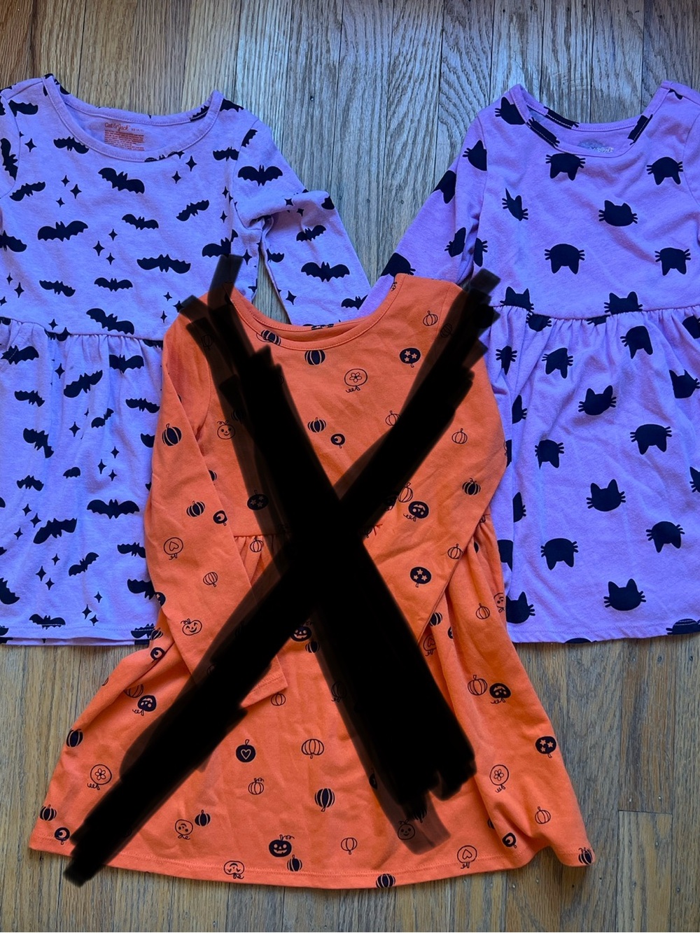 Kids Halloween-Print Long Sleeve Dresses- Purple